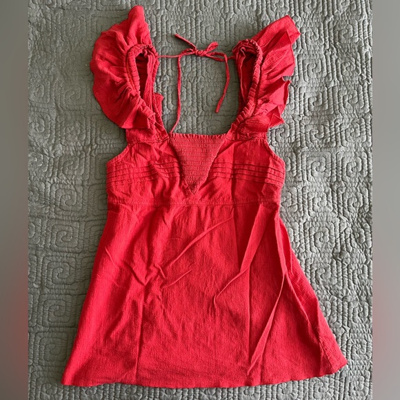 Guess Red Ruffled Top - Picture 1 of 4